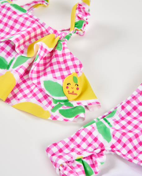 Bikini fille en maille sur fond vichy Rose 3 - vertbaudet enfant 