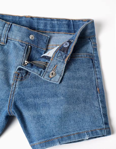 Short en jean ajusté avec cinq poches Bleu+Bleu clair 3 - vertbaudet enfant 