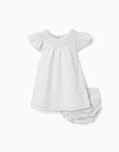 Bébé-Robe, jupe-Robe et bloomer en coton à rayures b&s
