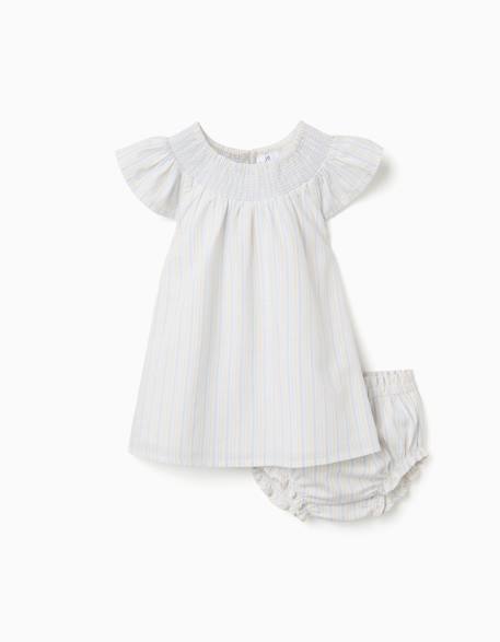 Robe et bloomer en coton à rayures b&s Bleu clair 1 - vertbaudet enfant 