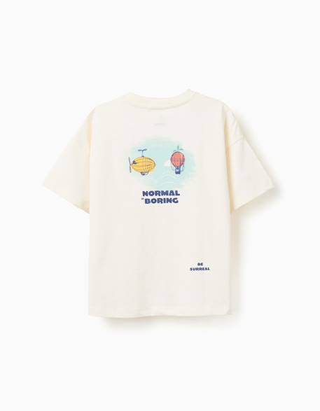 T-shirt en coton avec imprimé normal is boring Beige clair 2 - vertbaudet enfant 