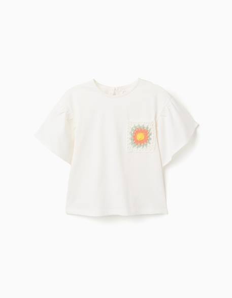 Fille-T-shirt en coton avec poche au crochet