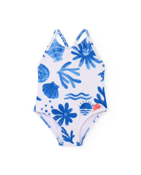 Maillot de bain pour fille en maille avec fines bretelles Blanc 2 - vertbaudet enfant 