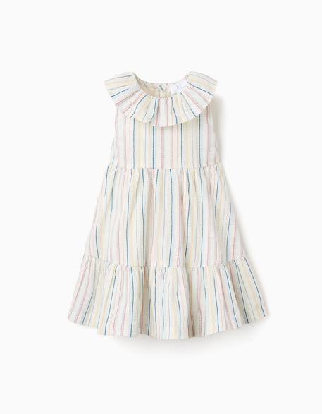 Robe sans manches en coton à rayures ethniques b&s Blanc 2 - vertbaudet enfant 