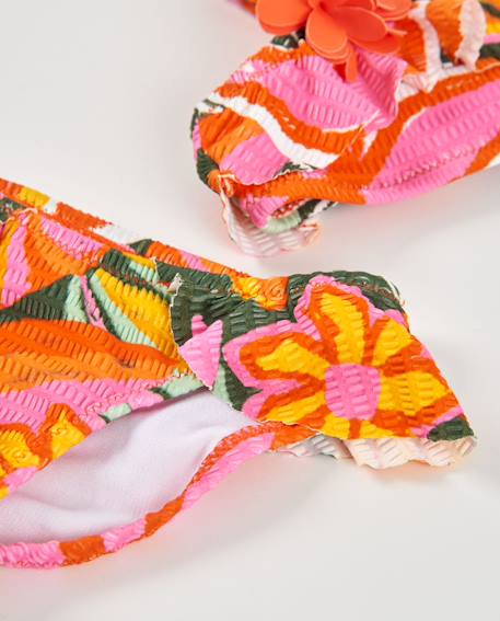 Bikini fille en maille avec détail floral en relief Orange 4 - vertbaudet enfant 