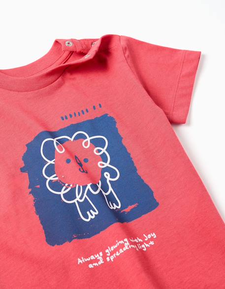 T-shirt en coton avec lion imprimé Rouge 3 - vertbaudet enfant 