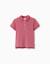 Polo en piqué de coton avec pois en jacquard Rose foncé 1 - vertbaudet enfant 