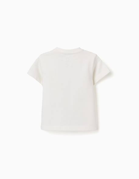 T-shirt en coton avec imprimé nature Blanc+Rose foncé 2 - vertbaudet enfant 