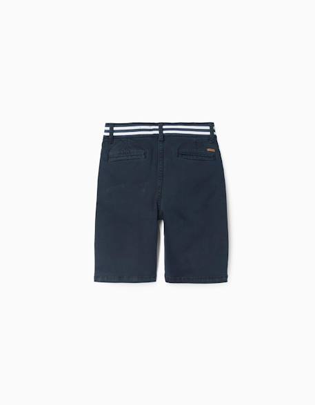 Short chino en sergé avec bande à rayures Beige clair+Bleu foncé 6 - vertbaudet enfant 