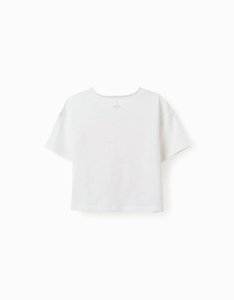 T-shirt court en coton avec imprimé plage Blanc 2 - vertbaudet enfant 