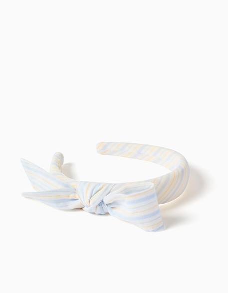 Serre-tête rembourré à rayures et nœud b&s Bleu clair 2 - vertbaudet enfant 