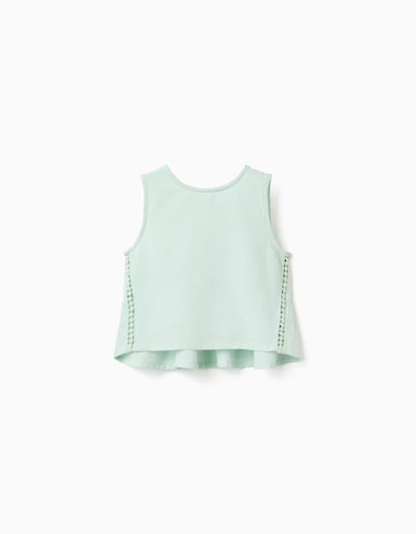 Blouse sans manches en coton et lin avec volants Vert clair 1 - vertbaudet enfant 