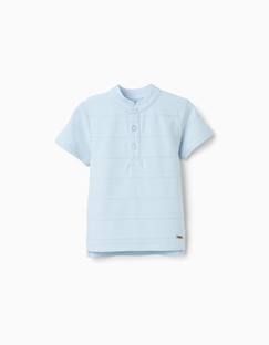 Polo en coton avec lignes en relief et col mao  - vertbaudet enfant