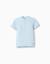 Polo en coton avec lignes en relief et col mao Bleu clair 1 - vertbaudet enfant 