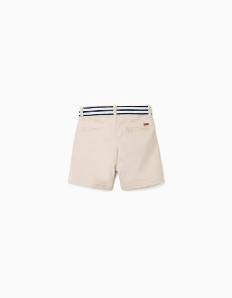 Short chino en sergé avec bande à rayures Beige clair+Bleu foncé 2 - vertbaudet enfant 