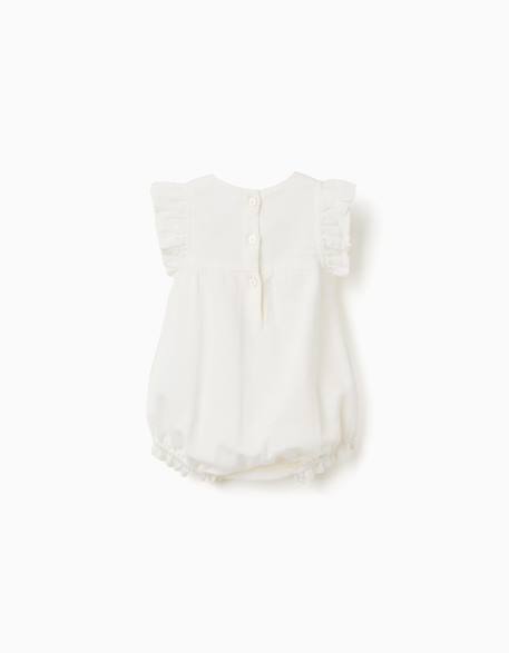Barboteuse en coton et lin avec crochet Blanc 2 - vertbaudet enfant 