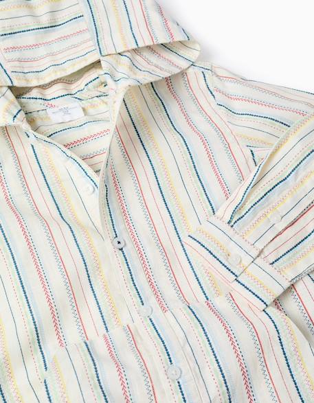 Chemise en coton à manches longues et rayures b&s Blanc 3 - vertbaudet enfant 