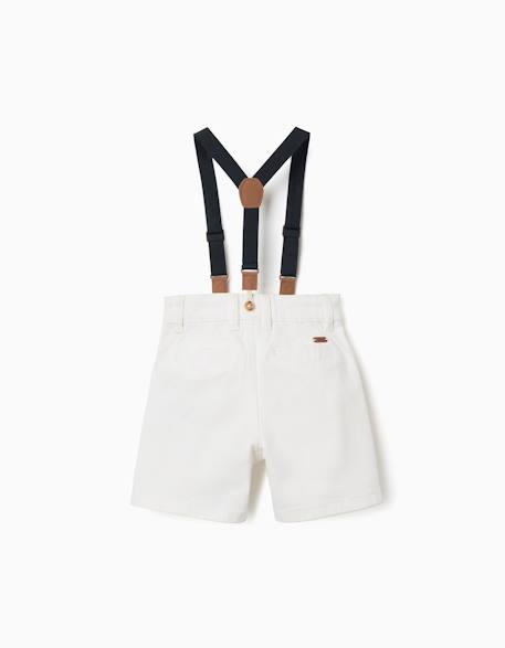 Short midi en sergé avec bretelles amovibles Blanc 2 - vertbaudet enfant 