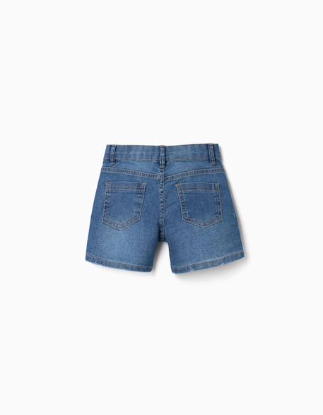 Short en jean ajusté avec cinq poches Bleu+Bleu clair 2 - vertbaudet enfant 