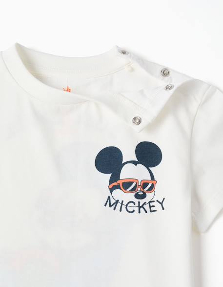T-shirt en coton avec imprimés mickey Blanc 3 - vertbaudet enfant 