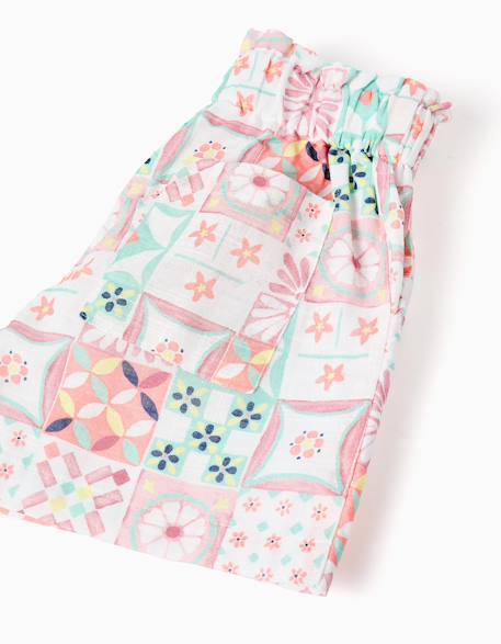 Short en coton avec motif mosaïque Blanc 4 - vertbaudet enfant 