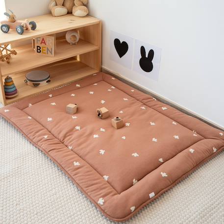 Tapis de parc - jersey moelleux Flower print+Piuma ecru+Piuma moka 15 - vertbaudet enfant 