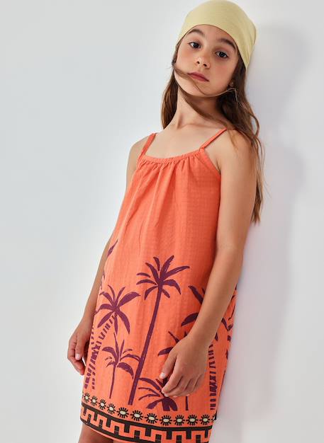 Fille-Robe popeline  palmiers