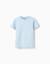 T-shirt en coton avec lignes en relief et poche Blanc+Bleu clair 4 - vertbaudet enfant 