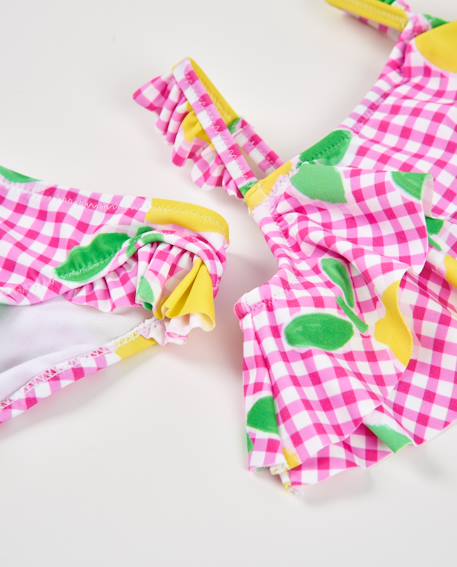 Bikini fille en maille sur fond vichy Rose 4 - vertbaudet enfant 