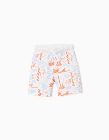 Short en coton avec imprimé Blanc 1 - vertbaudet enfant 
