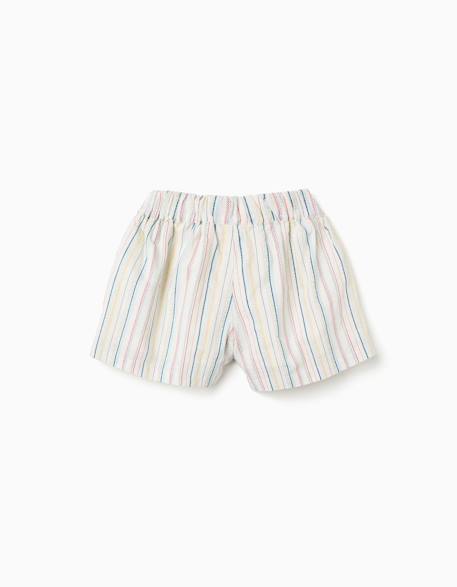 Short en coton à rayures ethniques b&s Blanc 2 - vertbaudet enfant 