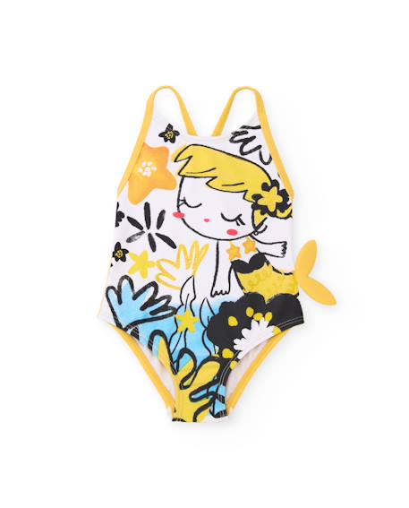 Maillot de bain pour fille en maille avec détail sur le côté Jaune 2 - vertbaudet enfant 