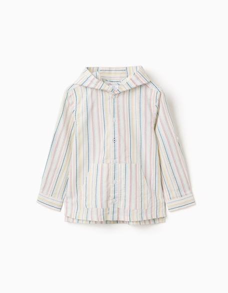 Garçon-Chemise en coton à manches longues et rayures b&s