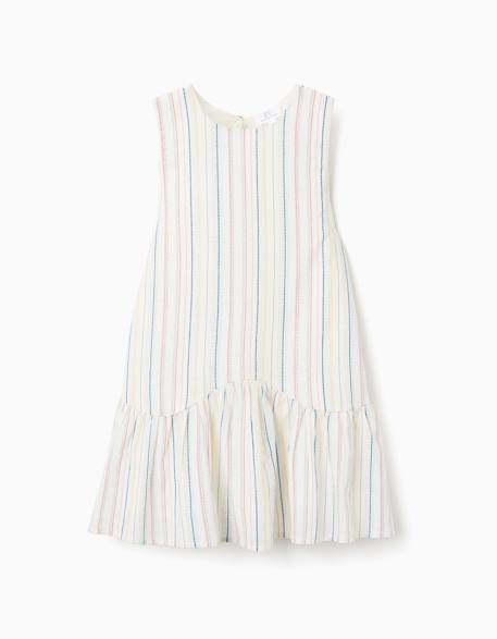 Robe sans manches en coton à rayures ethniques b&s Blanc 2 - vertbaudet enfant 