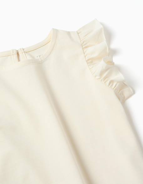 T-shirt avec manches à volants et col rond Beige clair+Corail clair+Jaune clair+Vert clair 3 - vertbaudet enfant 
