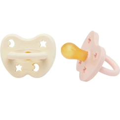 Puériculture-Lot de 2 tétines rondes milky white et powder pink 3-36 mois