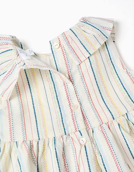 Robe sans manches en coton à rayures ethniques b&s Blanc 4 - vertbaudet enfant 