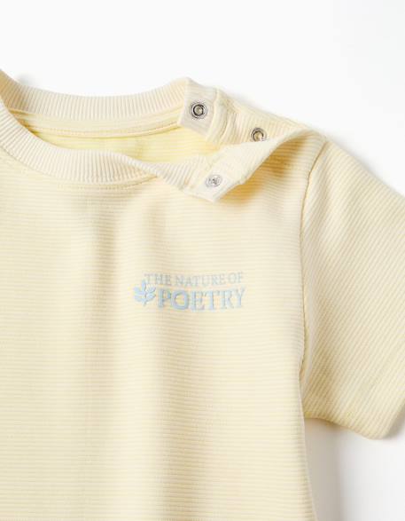 T-shirt en coton côtelé avec imprimé poetry Jaune 3 - vertbaudet enfant 