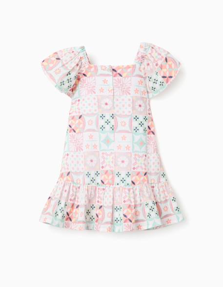 Robe en coton avec motif mosaïque Blanc 2 - vertbaudet enfant 