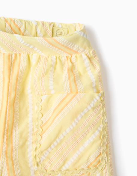 Pantalon à jambe large en coton à rayures Jaune clair 3 - vertbaudet enfant 