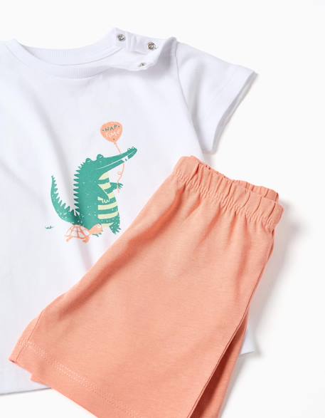 Pyjama en coton à manches courtes et imprimé alligator Blanc 3 - vertbaudet enfant 