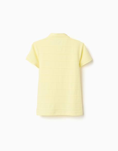Polo en coton avec lignes en relief et col mao Jaune 2 - vertbaudet enfant 