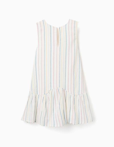 Robe sans manches en coton à rayures ethniques b&s Blanc 3 - vertbaudet enfant 