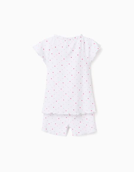 Pyjama en coton côtelé avec motif cœur Blanc 2 - vertbaudet enfant 