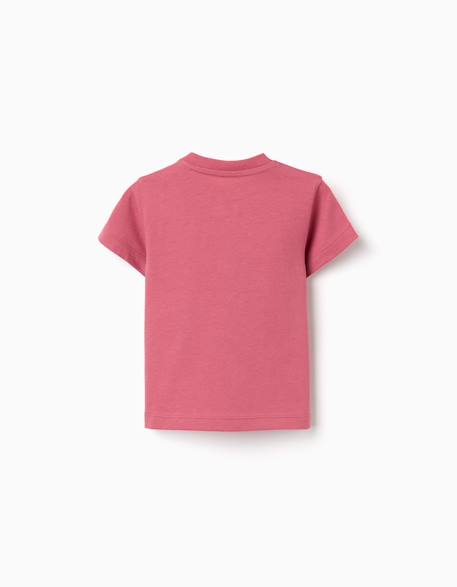 T-shirt en coton avec imprimé nature Blanc+Rose foncé 5 - vertbaudet enfant 