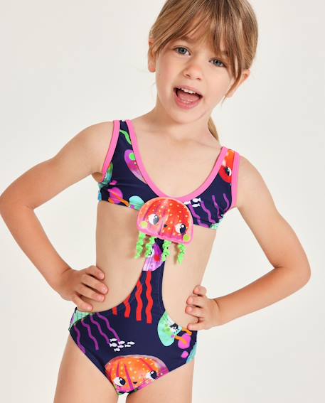 Maillot de bain fille en maille avec applications de méduses Bleu 1 - vertbaudet enfant 