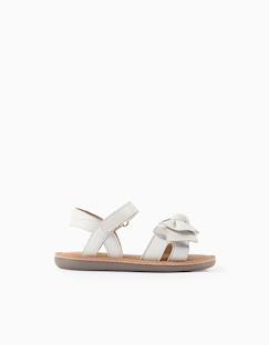 Chaussures-Chaussures bébé 17-26-Sandales en cuir avec nœud décoratif