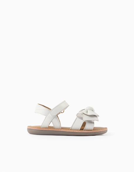 Sandales en cuir avec nœud décoratif Blanc 1 - vertbaudet enfant 