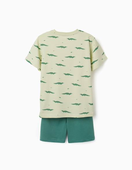 Pyjama en coton à manches courtes et motif alligator Vert clair 2 - vertbaudet enfant 