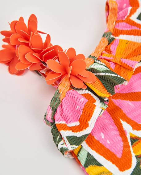 Maillot de bain fille en maille avec bretelle asymétrique Orange 3 - vertbaudet enfant 